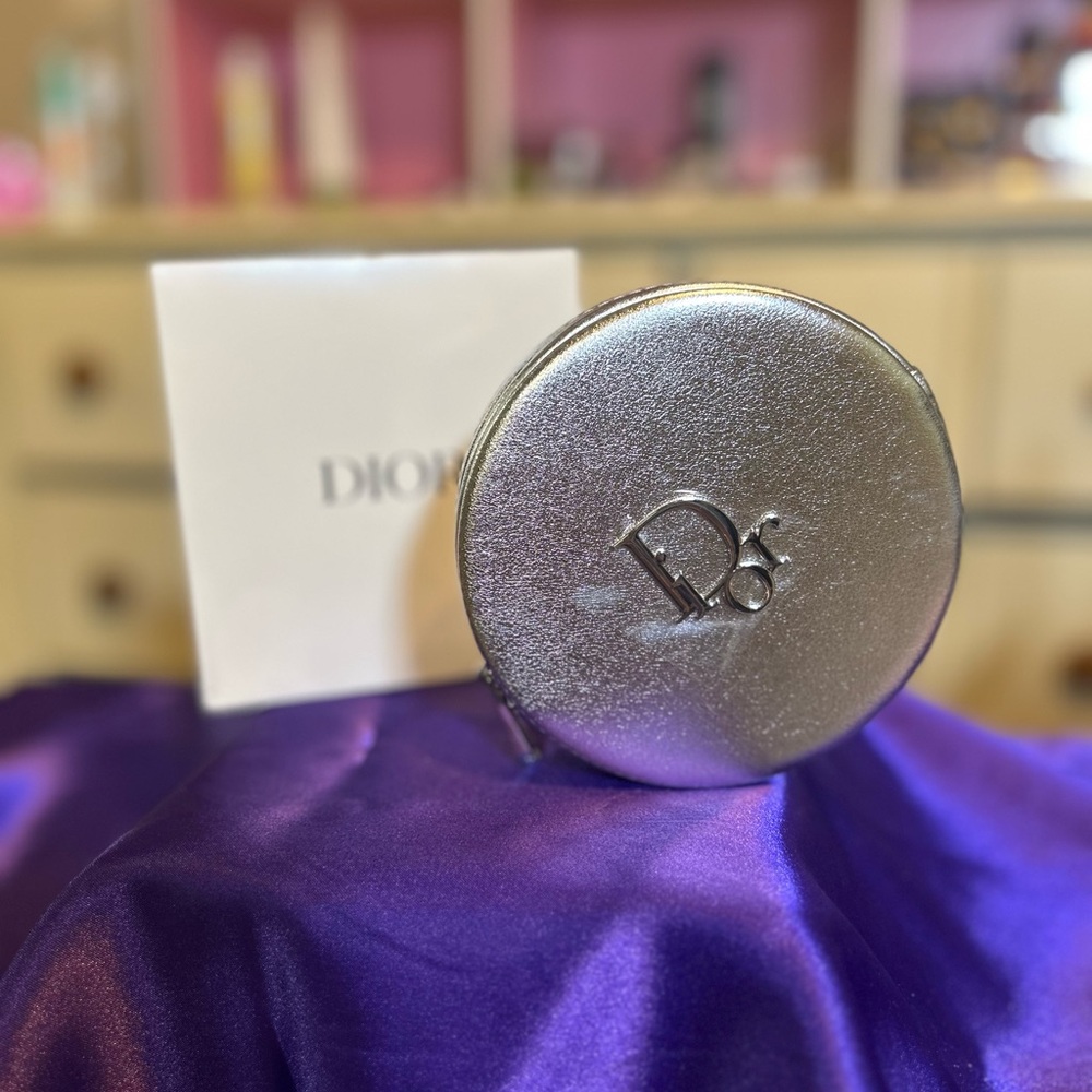 Dior Metallic Silver cosmetic bag